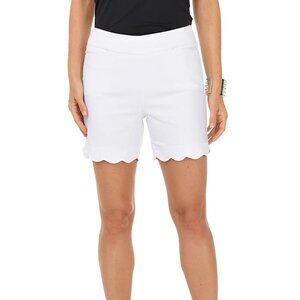 Anthonys Resort Wear Size 14 White Pull-On Bermuda Shorts NWT $54 Scallop Bottom